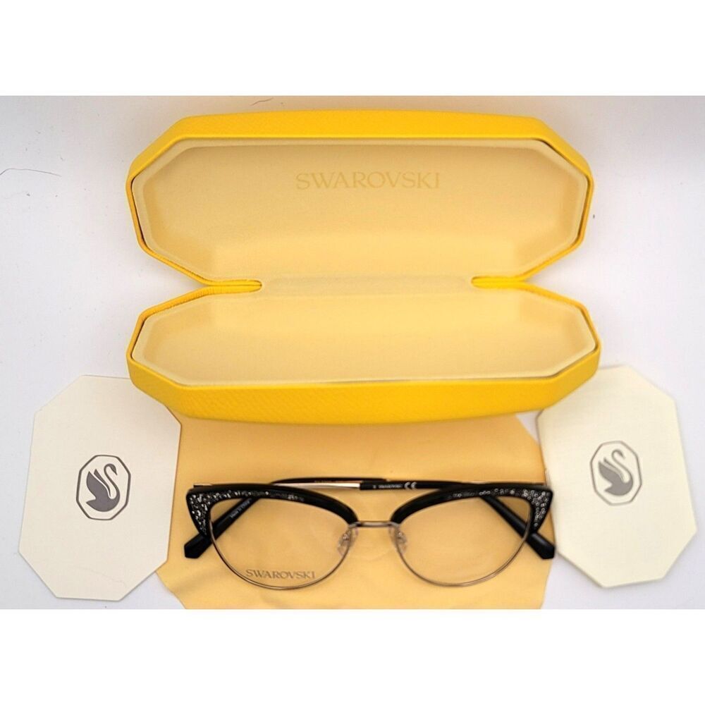 NIB - Swarovski Glitter Pale Gold Frame with case & cloth